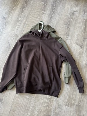2 UNIQLO : C Sweat Oversized Pullover Hoodie Dark Brown/Olive Size Large