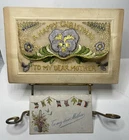 WW1 Soldier Embroidered Silk Postcard w/ Card Insert Christmas My Dear Mother