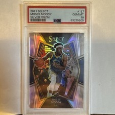 2021-22 Panini Select Premier Rookie Moses Moody #187 Silver Prizm PSA 10 GEM MT