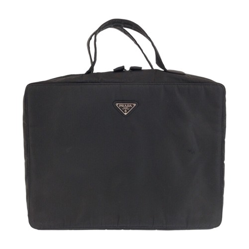 PRADA Tessuto Triangle with logo Business bag briefcase Black Nylon