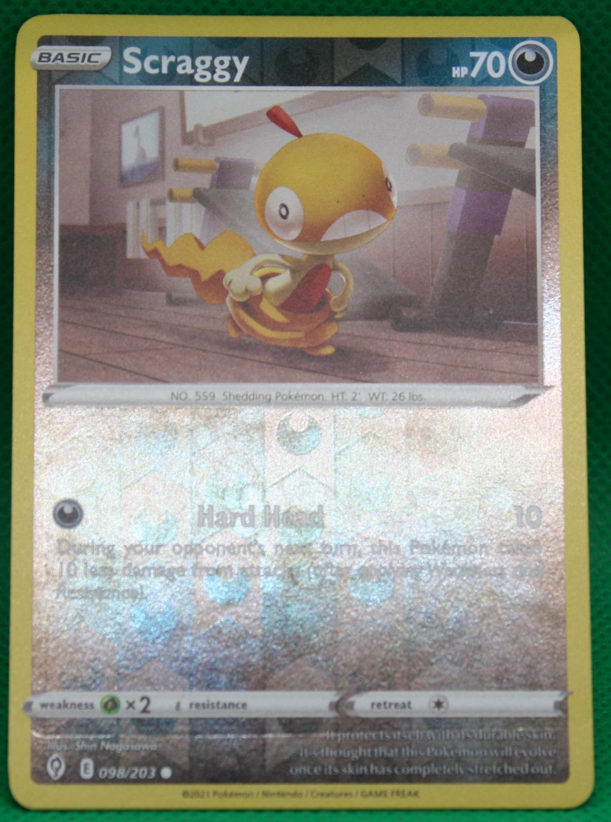 Scraggy 098/203 COMMON REVERSE HOLO Evolving Skies Pokemon Near Mint
