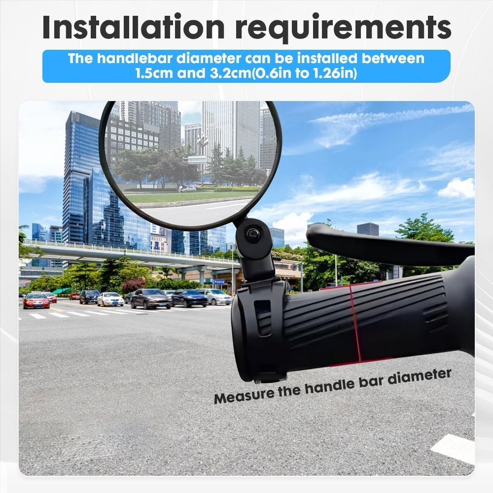 Ebike MTB Road Bike Rearview Mirror Bicycle Rear View Mirrors 360° Convex Side