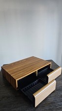 Vtg Cassette Tape Cabinet 2 Drawer Holder Faux Wood Storage Case Holds 40
