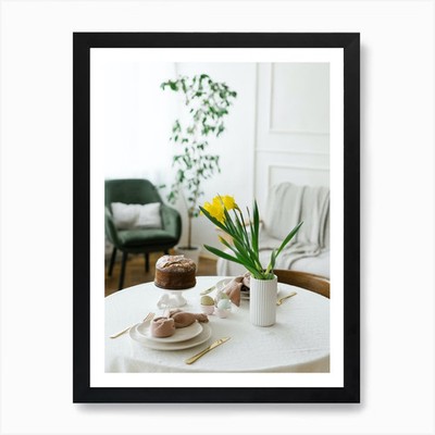 Ostern Tisch Gedeck 5 Kunstdruck gerahmt Wandbild Poster Leinwanddruck Bild