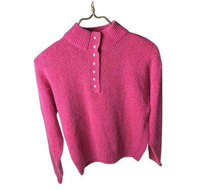 Extra Energy Rotchild Silk Angora Fuzzy Sweater Size Large Pink Faux Pearls READ