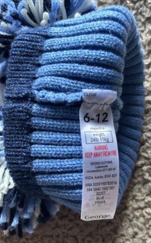 George Asda Baby Set Hat & Mittens 6-12 Months NWT - Picture 6 of 6