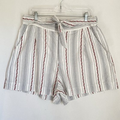 Draper James Shorts L  Floral Embroidered Cotton High Waist Tie Front Beach