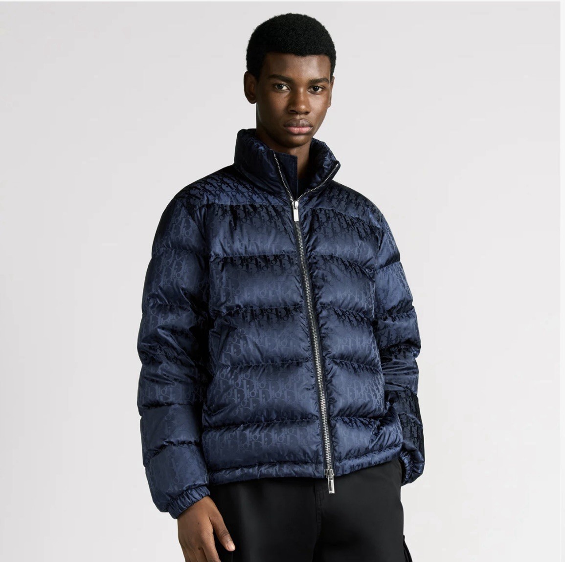 Dior Oblique Down Jacket Navy Blue Technical Jacquard Size 54 | eBay