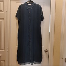 NWT Soft Surroundings Denim Shirt Dress Button Down Bohemian Charm Size XL