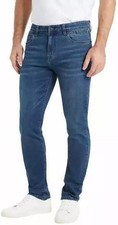 Kenneth Cole Men's Straight Fit Stretch Denim Jeans  Blue  38W x 29L