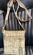 Coach RARE Graffiti Tattersall Gold Metallic Graffiti F42239 Slim Swingpack A+1