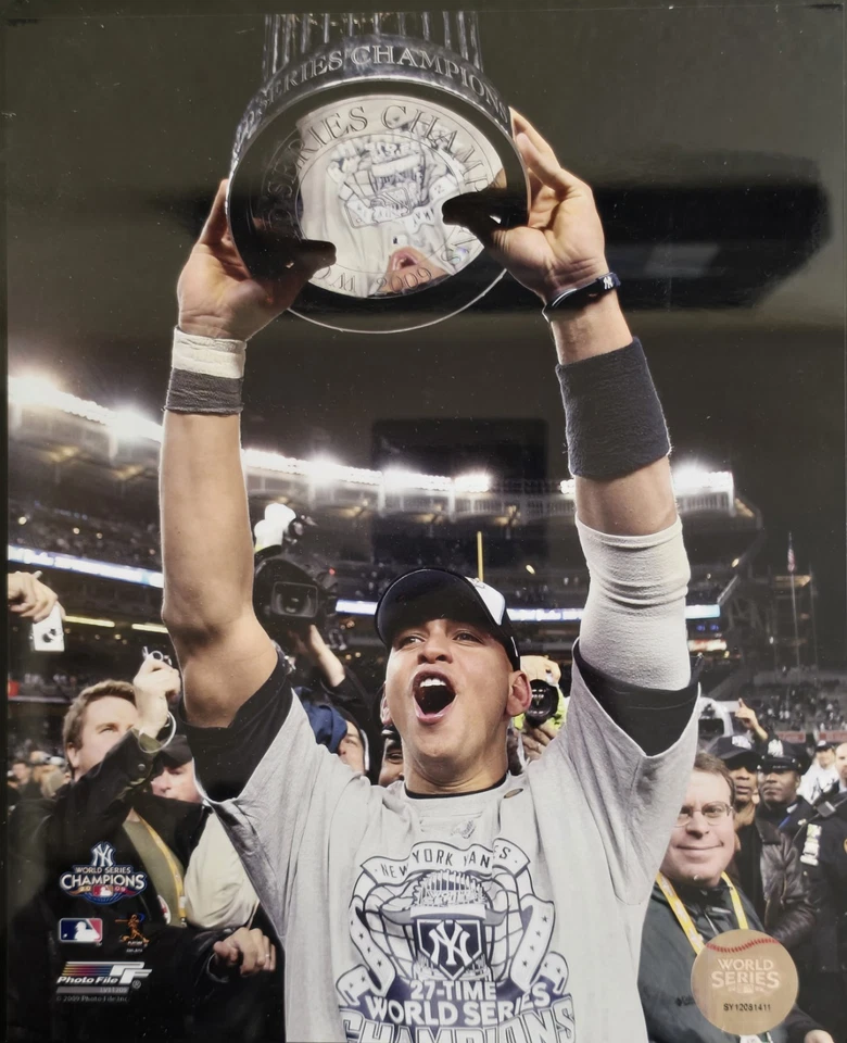 2009 Yankees World Series Plaque with Alex Rodriguez Signed Topps Baseball Card - Image 2 of 3