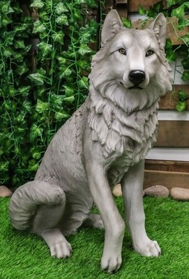 Ebros Large Dakota Wildlife Sitting Alpha Gray Wolf Statue 20.5'' H