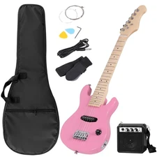 30 Inch Electric Guitar and Starter Kit for Kids w/Amp,Strings,Picks,Strap Pink