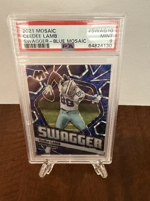 2021 CEEDEE LAMB PANINI SWAGGER BLUE MOSAIC 71/99 PSA 9 SP POP 4