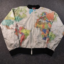 VTG Wearin the World Jacket Mens 2XL 1989 USA Made Kurt Cobain Globe Map