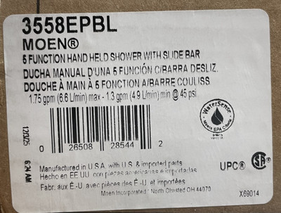 Moen 3558EPBL Multi Function Hand Shower with Slide Bar - Includes Hose - *READ*
