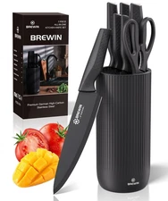 Brewin Kitchen Knife Set with Universal Block – Dishwasher Safe, New Home