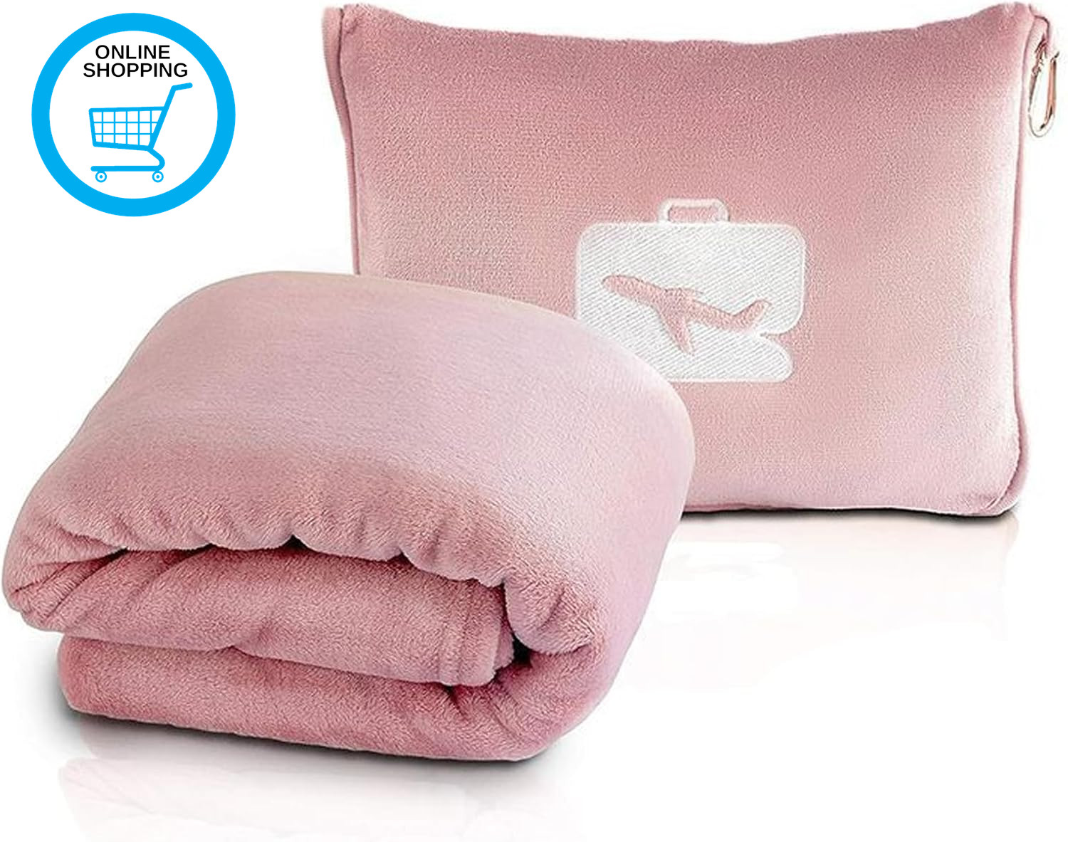 Travel Blanket and Pillow, Ultra Soft 2 in 1 Airplane Blanket with Compact Pillo