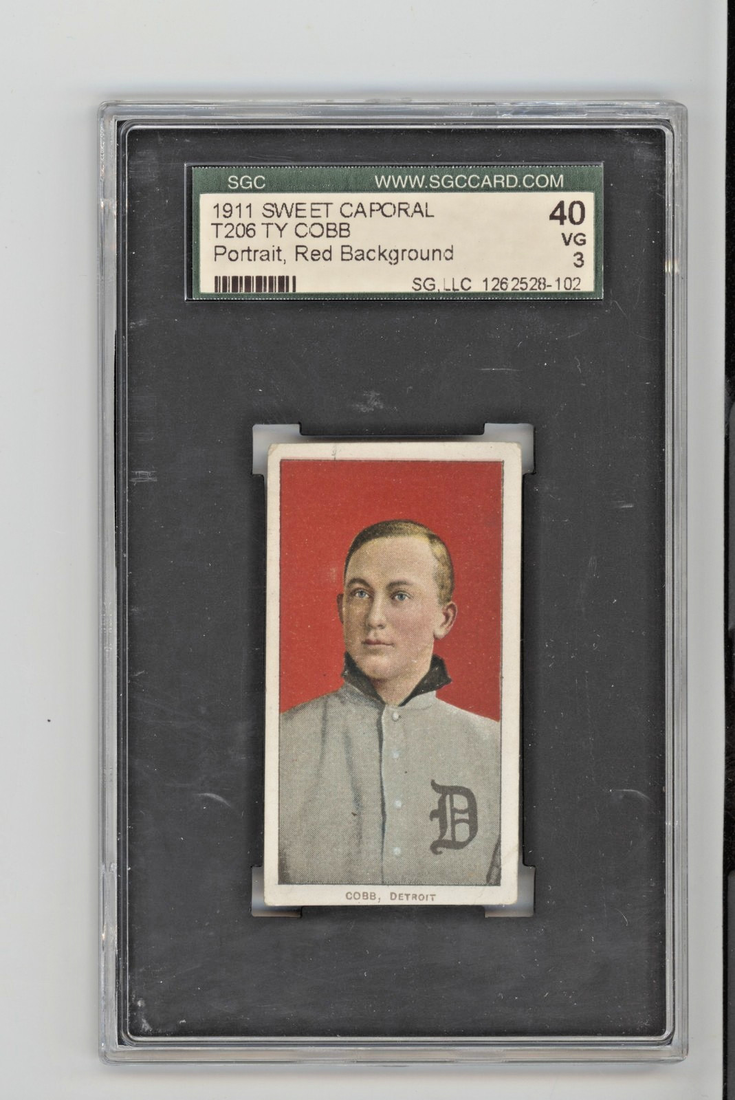 1909 T206 Tobacco Ty Cobb Red Back Ground Detroit Tigers SGC VG 3 Sweet Caporal