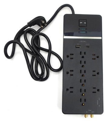  Rocketfish 12-Outlet Strip USB-C-USB 4,680 Joules Surge Protector - Black
