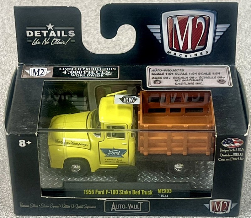 Castline 2015 M2 Machines 1956 FORD F-100 Stakebed Diecast Auto Trucks Car 1:64
