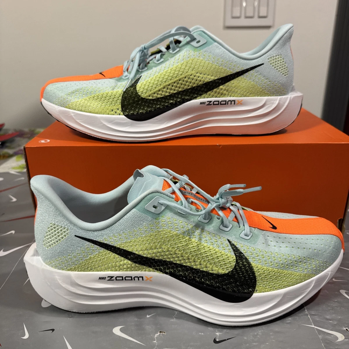 Nike Pegasus Plus Running Shoes Mens 11.5 Glacier Blue Life Lime FQ7262-400 Nike Pegasus Plus Running Flyknit Tubro Glacier Blue Life  main image 4