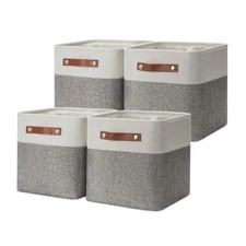 11 Inch Cube Storage Bins Fabric Storage Cubes 4 Pack Foldable Cube Storage B...