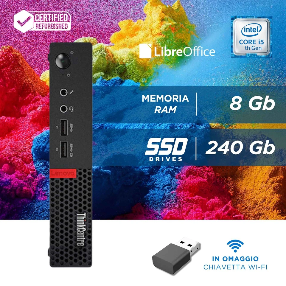 Postazione Completa Pc Lenovo i5-6400 8Gb 256Gb Monitor 24" Win10 Ricondizionato - Immagine 2 di 4