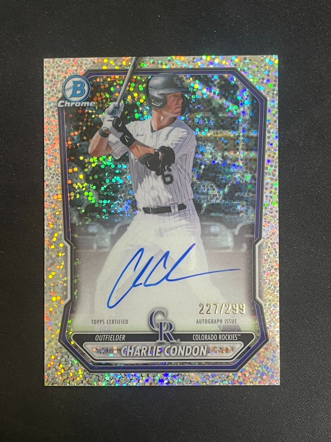 Charlie Condon 2026 Topps Bowman Chrome /299 Speckle Refractor Auto #CPA-CC