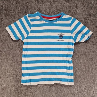 Hullabaloo Freizeit-T-Shirt Jungen Alter Small 7-8 Jahre. P2P 13'' weiß/blau gestreift. 