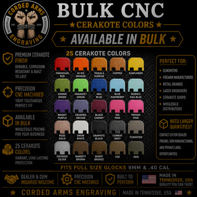 Bulk Blank Cerakote Rear Slide Plate for Full Sized Glocks Gen 1-5