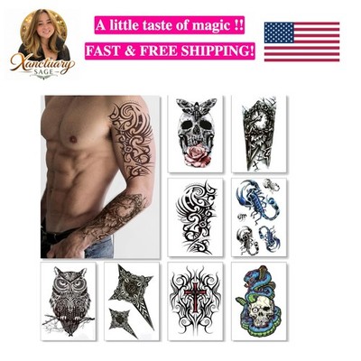 Temporary Tattoos For Men Guys Boys & Teens - Fake Half Arm Tattoos Sleeves F...