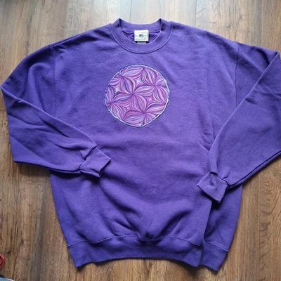 Vintage Sweatshirt Pullover Heavyweight LEE ca.Gr.M Lila Applikation - Bild 1 von 3