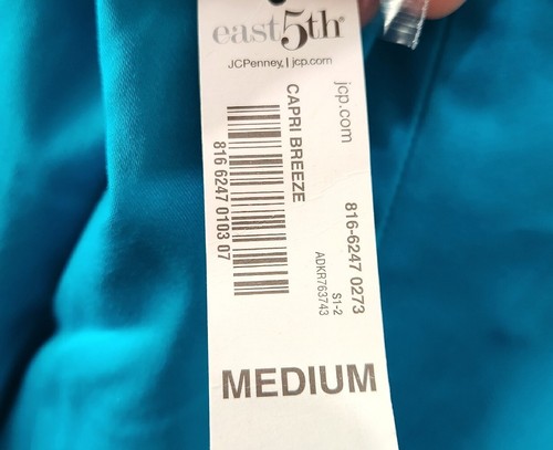 East 5th Woman Medium Solid Teal Workwear Capri Breeze Basic Blazer (5) - Picture 7 of 8