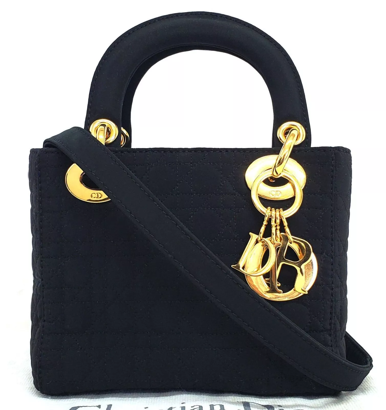 Sac à main Christian Dior Mini Lady Dior 2 voies cannage toile noir 250209