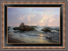 Old Master-Art Antique Oil Painting Landscape Seaview on canvas 24x36"