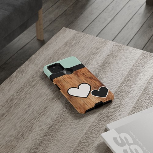 Aqua blue Woodgrain Hearts Tough Phone Case Iphone, Samsung Galaxy, Google Pixel - 第 169/287 張圖片