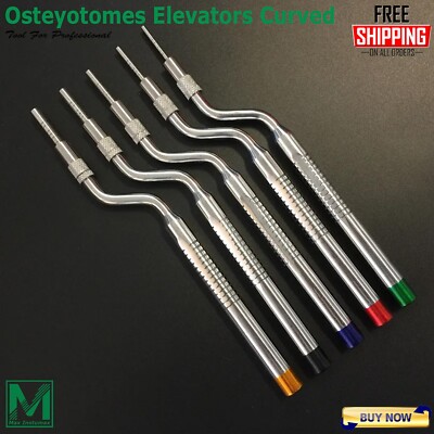Set Of 5 Dental Osteotome OffSet Concave Tip Sinus Lift Implant Bone Preparation