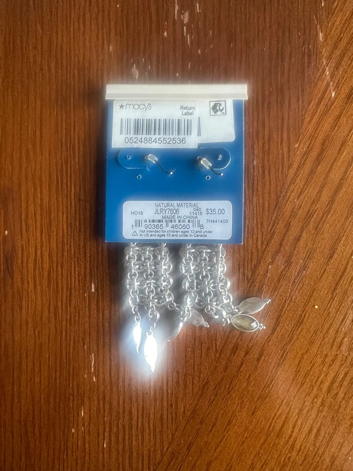 Novo com etiquetas! Brincos pendurados longos e cintilantes com várias correntes Lucky Brand. Acentos azuis - Imagem 2 de 4