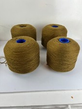 4 Beige Large Spools Knitting Yarn Crochet new old stock cotton poly brown