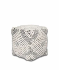  Boho Home Decor Black White Geometric Square Ottoman Foot Stool Pouf 