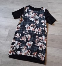 TU Black Stretch & Silky Floral Tunic Dress Smart Casual Holiday Workwear UK12