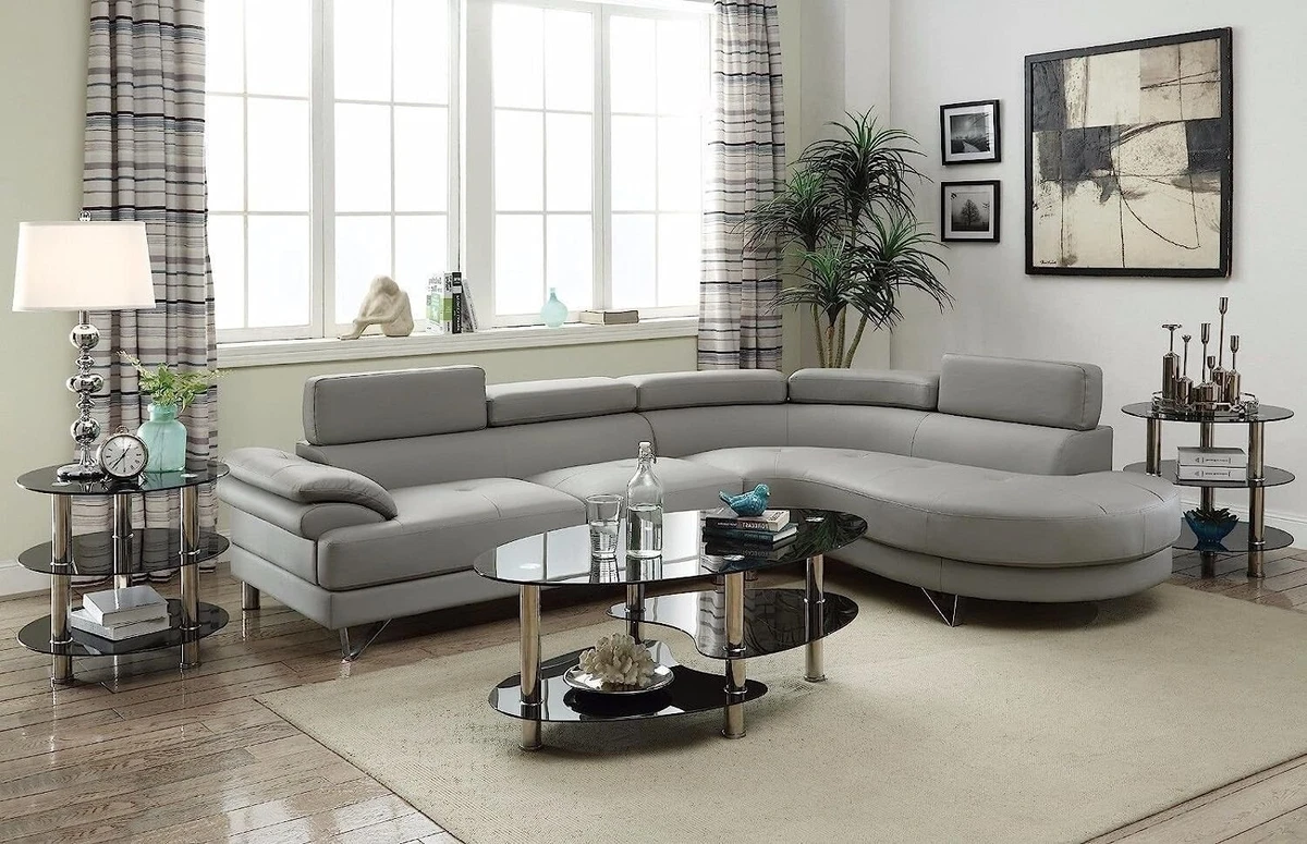 Light grey faux leather sectional deals