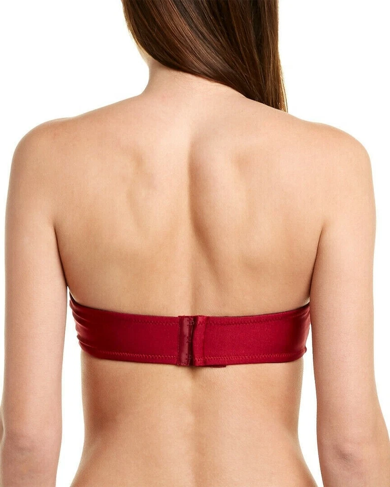 Top de bikini para mujer Shoshanna 262883 sin tirantes bandeau rojo traje de baño talla D Foto 2 de 2