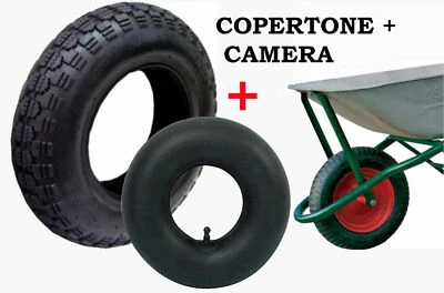 COPERTONE PNEUMATICO 3.50-8 + CAMERA D'ARIA 3.50- 8 PER RUOTA CARRIOLA (18379/1)