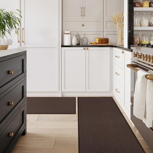 Kitchen Mat Sets of 2 Cushioned Rugs for Kitchen Floor Non Slip Washable - Picture 6 of 11
