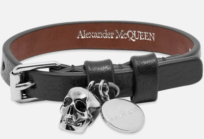 NEW W TAGS Alexander McQueen Men Skull Charm Leather Wrap
