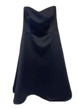 WHITE HOUSE BLACK MARKET SZ 2 Little Black Strapless Fit Flare Satin Dress EUC