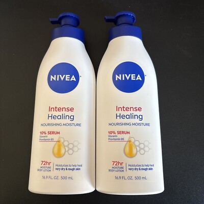 2x NIVEA Intense Healing Body Lotion 72H Moisture Dry to Very Dry Skin 16.9oz